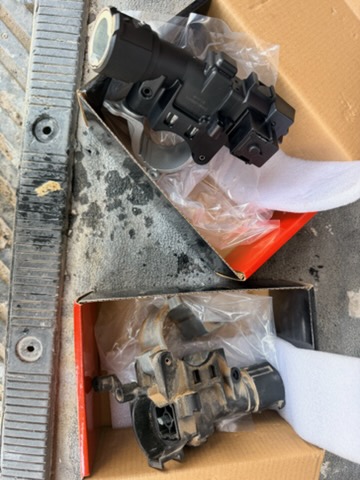 Close-up of steering column with ignition harness